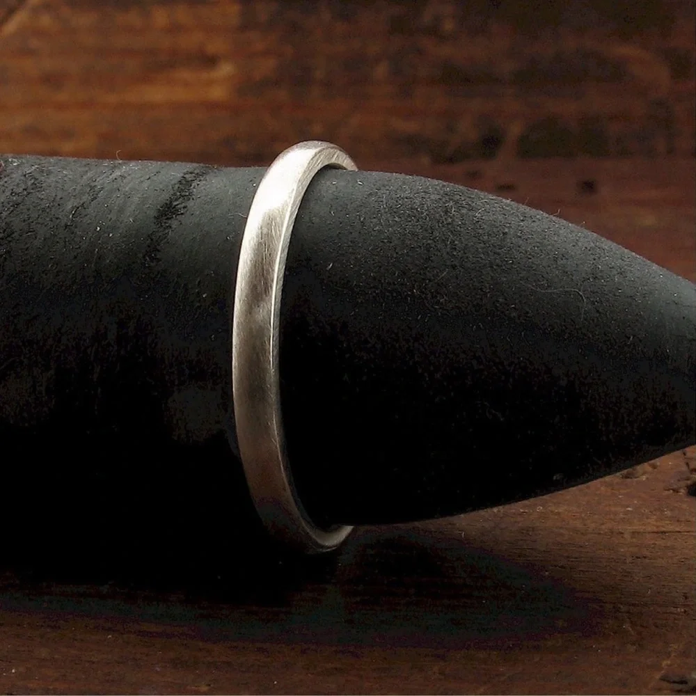 New Gun Metal Sterling Silver Court Thin Polished Classic 2mm Wedding Ring